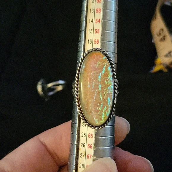 Pink Australian Opal and Sterling Silver Ring - Picture 9 of 10